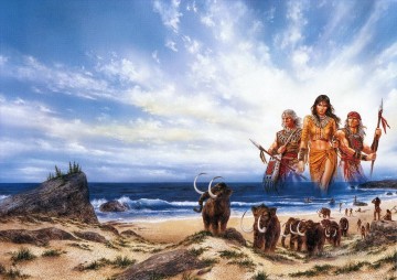 ファンタジー Painting - アメリカインディアン 海の人々 素晴らしい